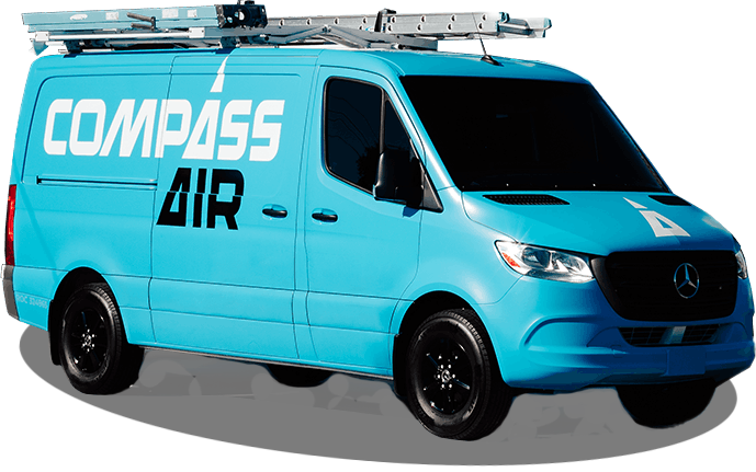 Compass Air branded van for heating and cooling services